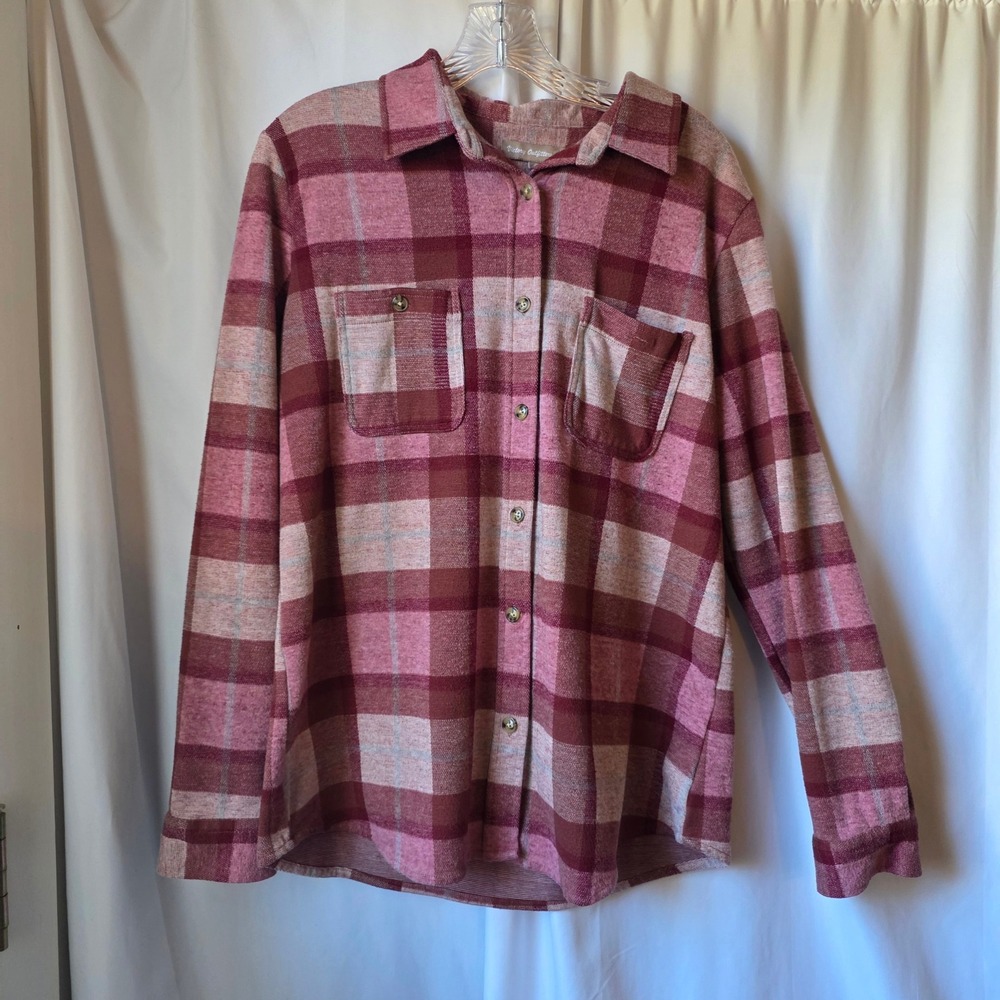 Victory Outfitters Women Pink Plaid Button Up Shirt Long Sleeve Large RN104792
